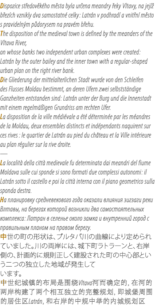 Dispozice st edov k ho m sta byla ur ena meandry eky Vltavy, na jej   b ez ch vznikly dva samostatn  celky: Latr n v...