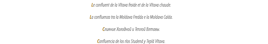 Le confluent de la Vltava froide et de la Vltava chaude. La confluenza tra la Moldava Fredda e la Moldava Calda. Слия...